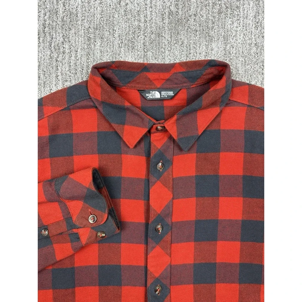 The North Face Shirt Men's Size XL Red Plaid Flannel Long Sleeve Button Up